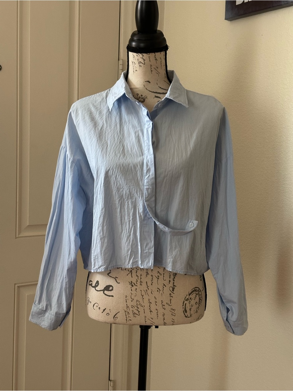 Semi cropped long Sleeve polo shirt